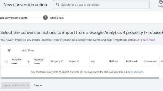 You don’t have any events to import. If events are missing, check the status of your link in Linked accounts