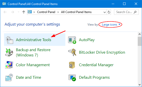 Windows Control Panel - Administrative Tools